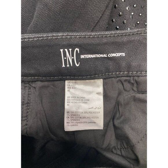 INC Rhinestone Jeans Women's 27 SMALL Black High-Rise Straight Pockets NWOT - Picture 9 of 16